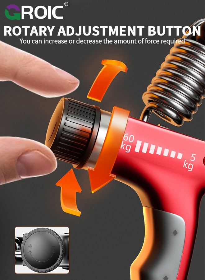 GROIC 2 Pack Grip Strength Trainer, Hand Grip Exerciser Strengthener with Adjustable Resistance, Wrist and Forearm Strength Trainer, Hand Wrist Strength Training Grip Strengtheners Hand Exerciser for Muscle  - Image 2