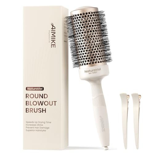 AIMIKE NaturaVol Round Brush for Blow Out Large Round Hair Brush for Fine Hair with Nano Thermal Ceramic Tech for Blow Drying Styling Adds Volume Smoothness 21 Inch Barrel 3 Inch Bristle - Image 1