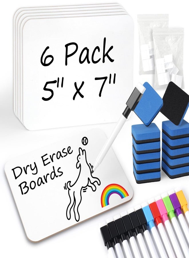 Ayuanb 6 Pack 5” x 7” Small White Board Dry Erase Boards, Classroom Pack Mini White Boards Double Sided Portable Dry Erase Blank Board for Students Teachers School Supplies Lapboards - Image 1