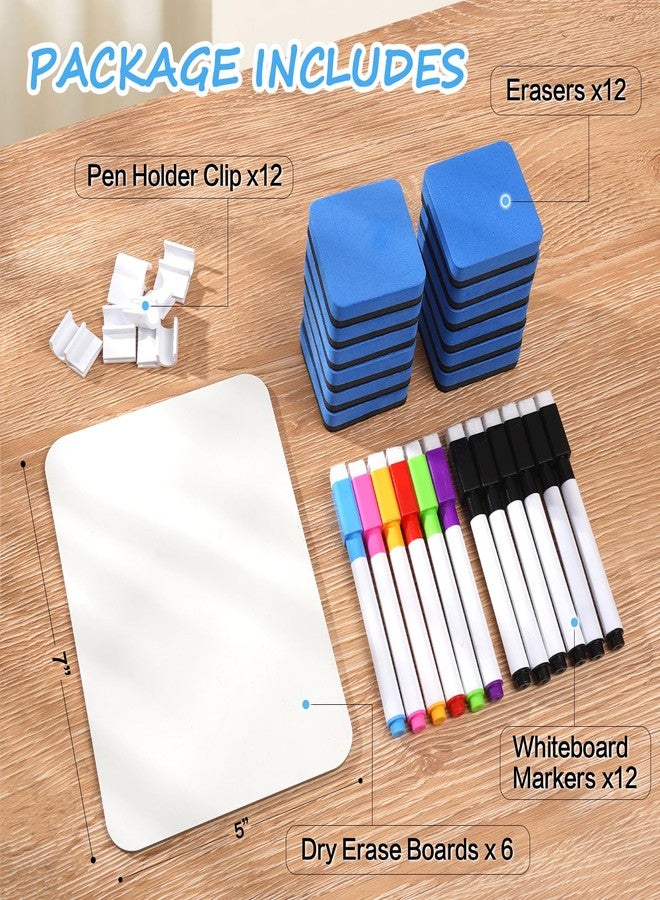 Ayuanb 6 Pack 5” x 7” Small White Board Dry Erase Boards, Classroom Pack Mini White Boards Double Sided Portable Dry Erase Blank Board for Students Teachers School Supplies Lapboards - Image 2