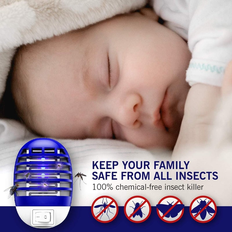 ELECDON 6 Pack Mosquito Killer, Electronic Fly Zapper, Bug Zapper Indoor, Fruit Fly Trap, Fruit Fly Killer with Blue Light, Safe - Non-Toxic - Silent - Effective Operation UV Insect Killer (EU Plug) - Image 4