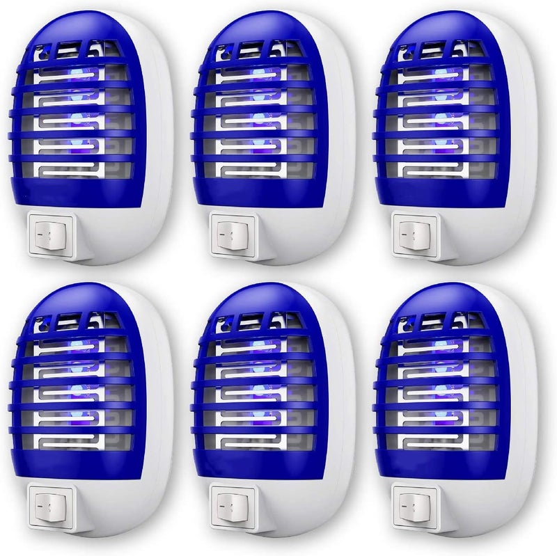 ELECDON 6 Pack Mosquito Killer, Electronic Fly Zapper, Bug Zapper Indoor, Fruit Fly Trap, Fruit Fly Killer with Blue Light, Safe - Non-Toxic - Silent - Effective Operation UV Insect Killer (EU Plug) - Image 1