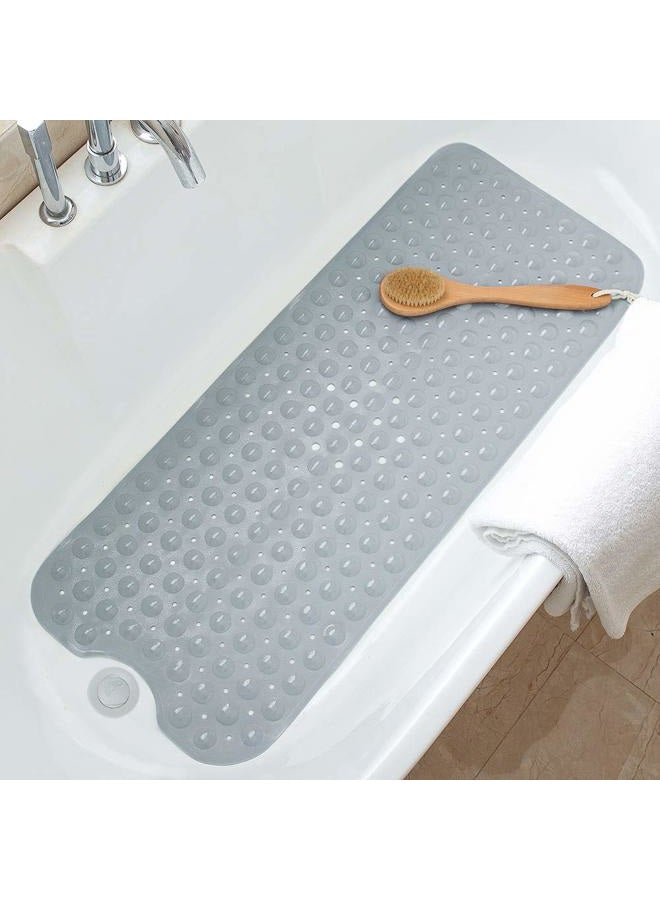 TreeBud Tree Bud Bathtub Mats for Shower Tub Non-Slip Bath Mat 39 x 16 Inch Extra Long Shower Mat Kids Bath Tub Mat for Bathroom with Machine Washable (Gray) - Image 1