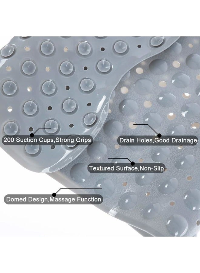 TreeBud Tree Bud Bathtub Mats for Shower Tub Non-Slip Bath Mat 39 x 16 Inch Extra Long Shower Mat Kids Bath Tub Mat for Bathroom with Machine Washable (Gray) - Image 3