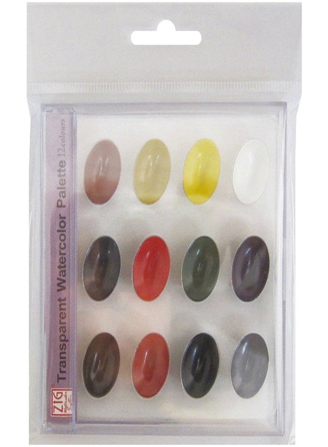 Zig Kuretake Watercolor 12 Colors Palette, Transparent