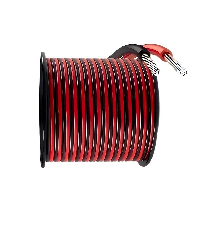 1PS سلك مثبت على العمود 16AWG من الألومنيوم المطلي بالنحاس مواصفات 16 22 2 لون أحمر وأسود كابل كهربائي CCA ثنائي اللون موصل مزدوج متوازي 12 فولت 24 فولت تيار مستمر سلك تمديد مرن مناسب لأنظمة الصوت والراديو ومكبرات الصوت في السيارات 393.7 بوصة - Image 1