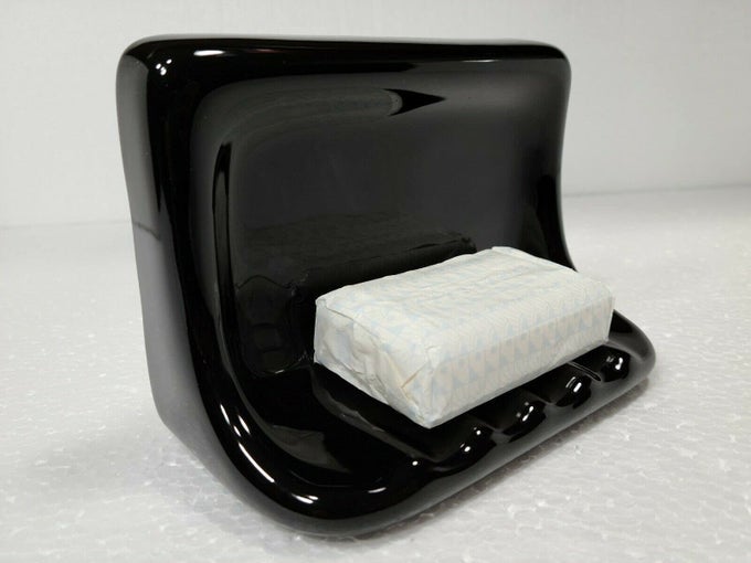 BLACK CERAMIC SOAP DISH TRAY SHOWER BATHTUB VINTAGE MID CENTURY MODERN VINTAGE RETRO