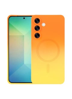 For Samsung Galaxy S25 5G Liquid TPU Silicone Gradient MagSafe Phone Case(Orange Yellow)