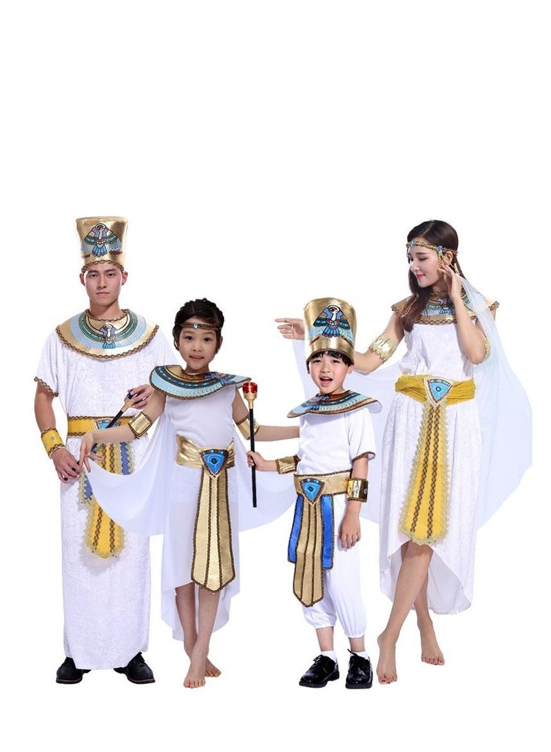 xppier Egyptian Pharaoh Costume for Kids Boys, Egyptian Fancy Dress Outfit with Crown Collar Belt Wrist Cuffs for International Day Cosplay School Party - Image 5