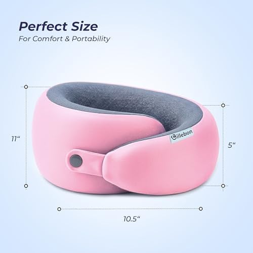 Billebon Ultrasoft Memory Foam Neck Pillow for Travel, Lightweight Comfortable & Breathable Cover, Airplane Travel Pillow Combo with Premium Eye Mask and Carry Bag. (Pink) - Image 3