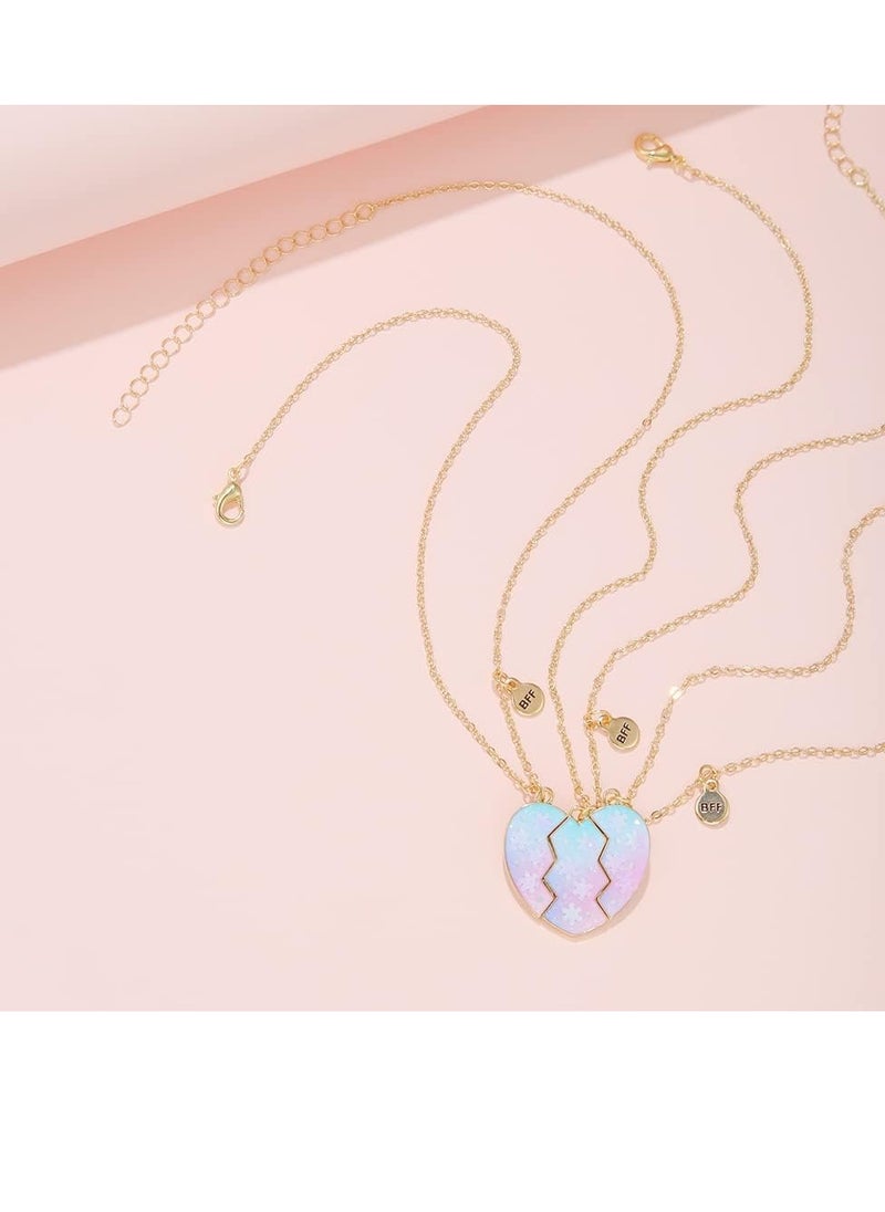RAHAYM Best Friend Necklaces for 3 Matching Heart Pendant Magnetic Bff Friendship Necklace  - Image 2
