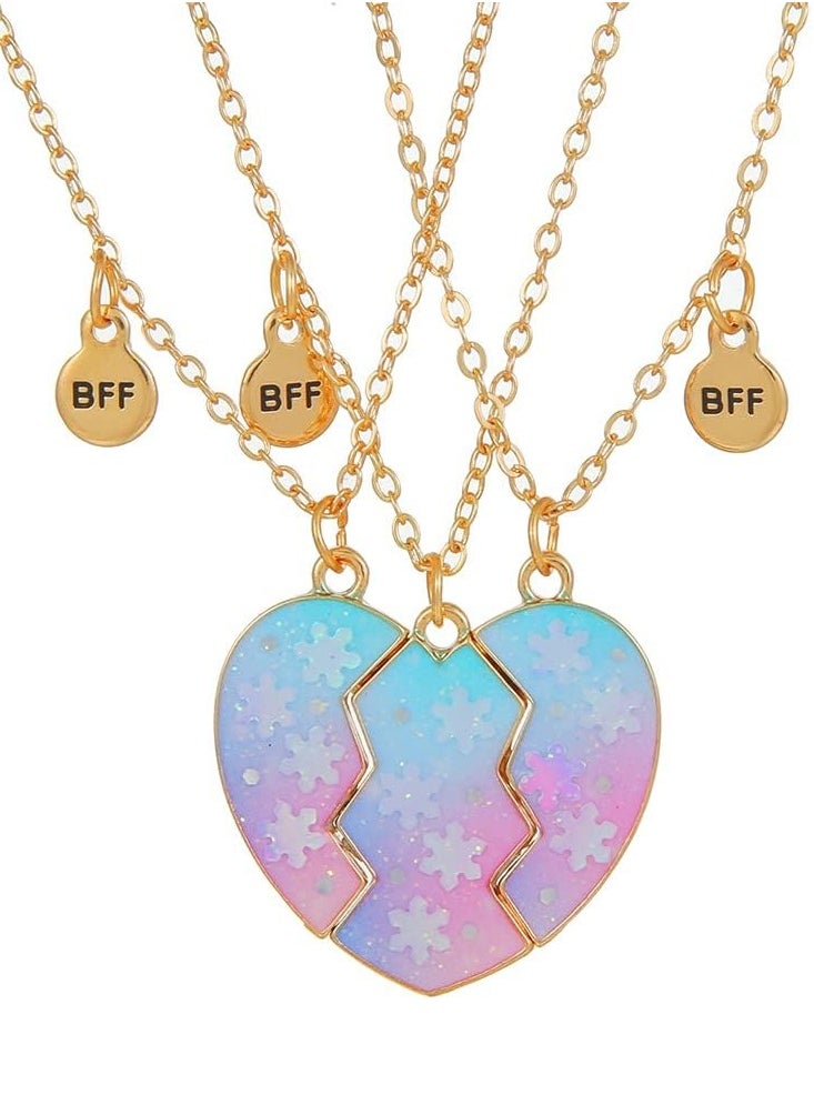 RAHAYM Best Friend Necklaces for 3 Matching Heart Pendant Magnetic Bff Friendship Necklace  - Image 1