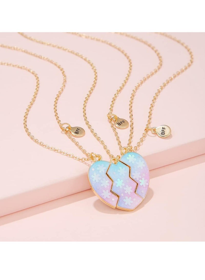 RAHAYM Best Friend Necklaces for 3 Matching Heart Pendant Magnetic Bff Friendship Necklace  - Image 3