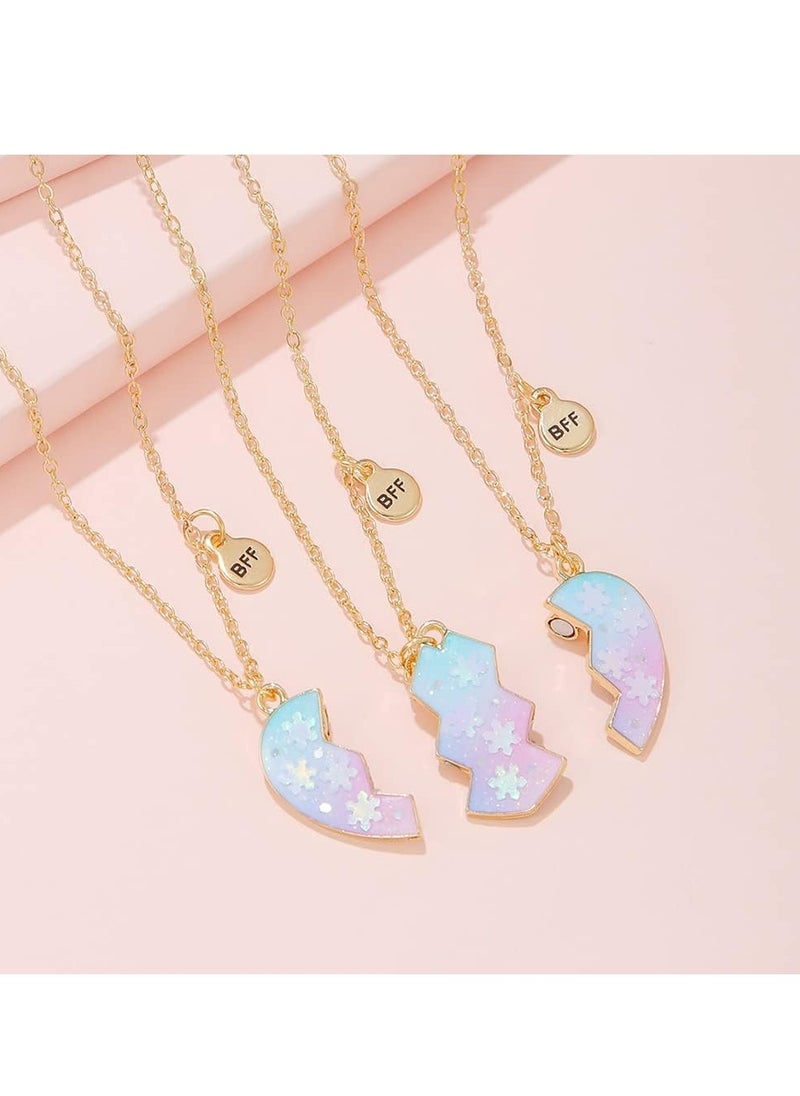 RAHAYM Best Friend Necklaces for 3 Matching Heart Pendant Magnetic Bff Friendship Necklace  - Image 5
