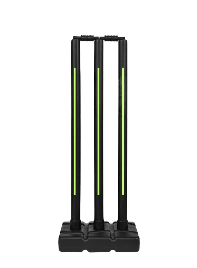 Encanto Xylofit Premium Plastic Stumps Set for All Ages- Ideal for Boys, Girls, and Adults- Heavy,Durable and Fun Cricket Wicket Set | Black-Neon - Image 1