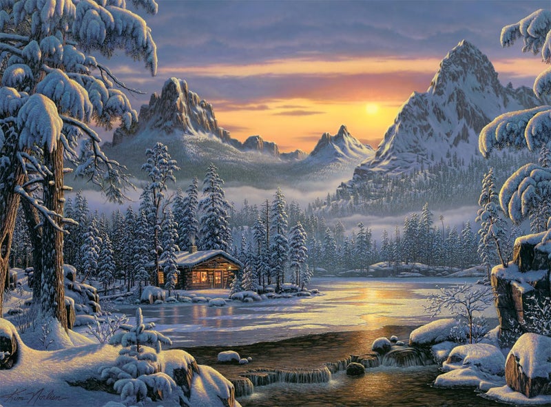 Buffalo Games - Kim Norlien - Evening on Mountain Lake - 1000 Piece Jigsaw Puzzle for Adults -Challenging Puzzle Perfect for Game Nights - Finished Size is 26.75 x 19.75 - Image 1