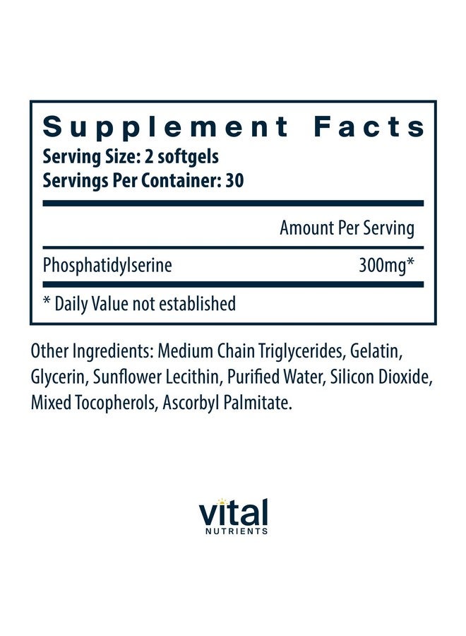 Vital Nutrients Phosphatidylserine | 150mg Phosphatidylserine Supplement | Powerful Nootropic for Attention, Memory, and Mental Focus Support* | Gluten, Dairy, Soy Free | Non-GMO | 60 Softgels - Image 2