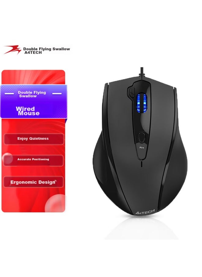 A4TECH A4tech N-810fxs Wired Mouse, Quiet And Comfortable, For Laptop And Desktop Computers, Ergonomic Usb Interface Large Hand Mouse, Gentleman Black  - Image 1