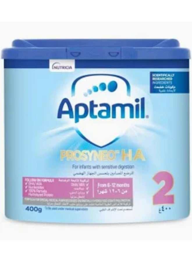 Aptamil Prosyneo HA 2 Infant Formula Milk From 0-6 Months, Reduced Allergenicity, Easy To Use Pack, 400g