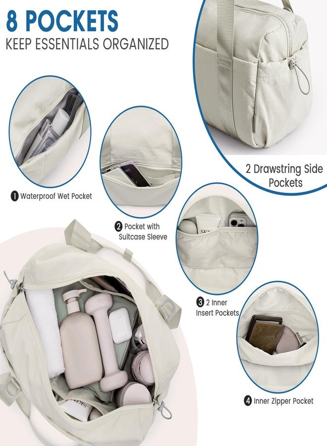 جي4فري حقيبة رياضية صغيرة من G4Free للنساء، مقاس 14 بوصة، حقيبة رياضية صغيرة مع جيب مخصص للملابس المبللة، حقيبة لطيفة للسفر والرياضة والتمارين (بيج) - Image 4