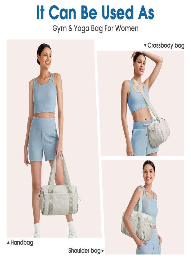 جي4فري حقيبة رياضية صغيرة من G4Free للنساء، مقاس 14 بوصة، حقيبة رياضية صغيرة مع جيب مخصص للملابس المبللة، حقيبة لطيفة للسفر والرياضة والتمارين (بيج) - Image 2