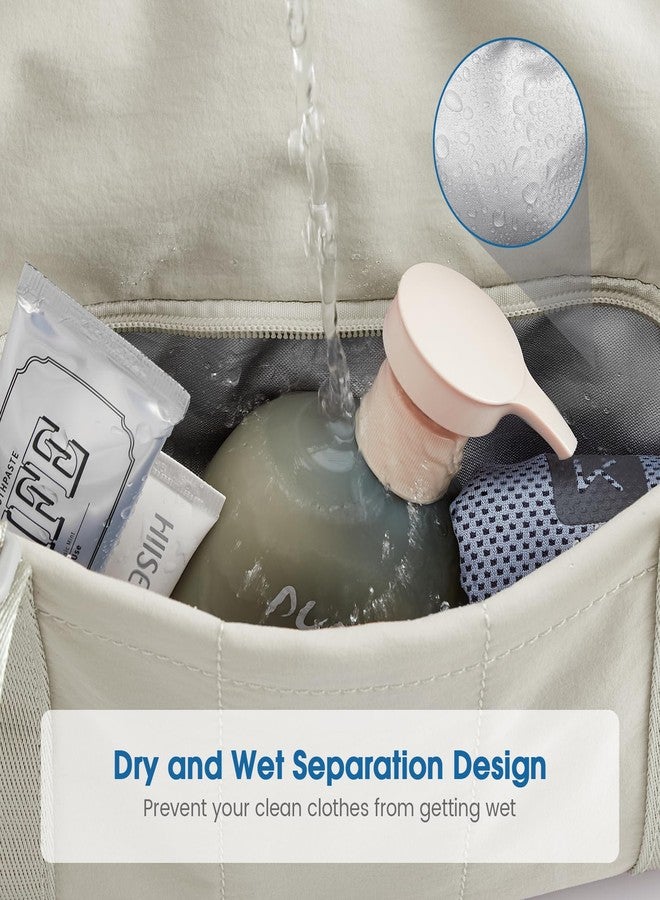 جي4فري حقيبة رياضية صغيرة من G4Free للنساء، مقاس 14 بوصة، حقيبة رياضية صغيرة مع جيب مخصص للملابس المبللة، حقيبة لطيفة للسفر والرياضة والتمارين (بيج) - Image 5