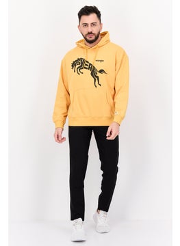 Wrangler Men Hoodie Long Sleeve Graphic Printed Sweatshirt, Yellow  - Image 4