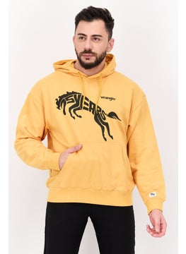 Wrangler Men Hoodie Long Sleeve Graphic Printed Sweatshirt, Yellow  - Image 1
