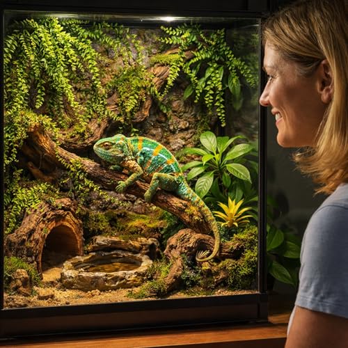 HERCOCCI 3 Pack Reptile Plants, Terrarium Hanging Plants Vines Artificial Leaves Habitat Decorations with Suction Cup for Bearded Dragon Hermit Crab Lizard Snake Geckos Chameleon - Image 4
