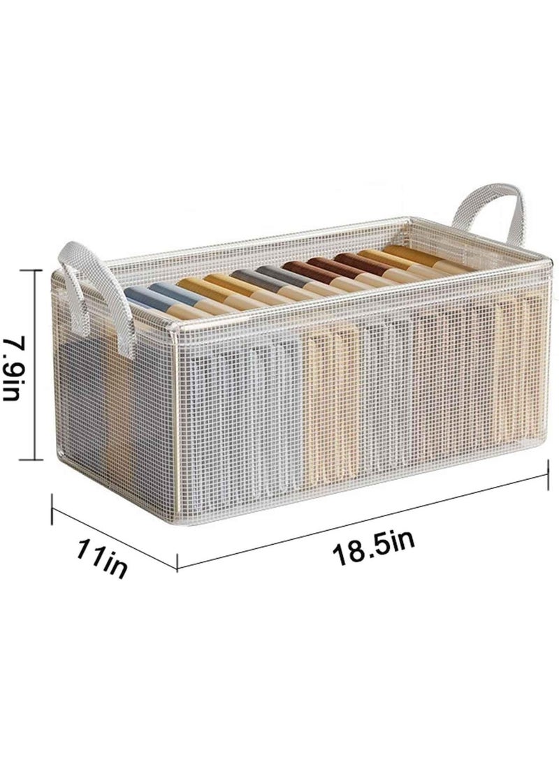 Arabest 4PCS Closet Clothes Organizer Dustproof Sturdy Storage Baskets Bins 26L Foldable Shelf Containers Bin Support Boards Dust Lid Steel Frame for Sweater Pants T-shirt Dress (Clear) - Image 4