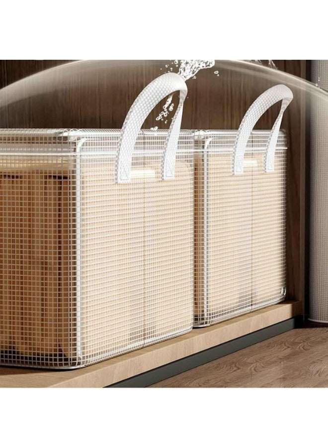 Arabest 4PCS Closet Clothes Organizer Dustproof Sturdy Storage Baskets Bins 26L Foldable Shelf Containers Bin Support Boards Dust Lid Steel Frame for Sweater Pants T-shirt Dress (Clear) - Image 2