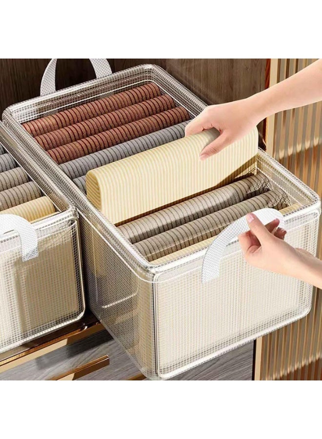 Arabest 4PCS Closet Clothes Organizer Dustproof Sturdy Storage Baskets Bins 26L Foldable Shelf Containers Bin Support Boards Dust Lid Steel Frame for Sweater Pants T-shirt Dress (Clear) - Image 5