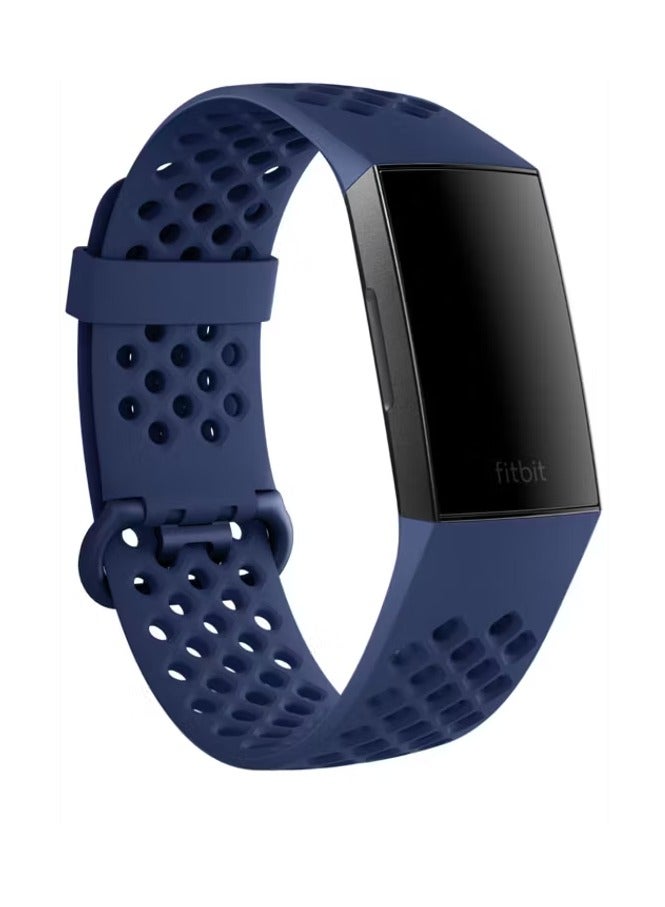 ديفيا سوار ساعة ديلوكس سيريز الرياضي المصنوع من السيليكون لساعة فيتبيت تشارج 3 و4 / حزام ساعة / ناعم ومريح / سهل التعديل / مقاوم للماء - أزرق داكن - Image 3