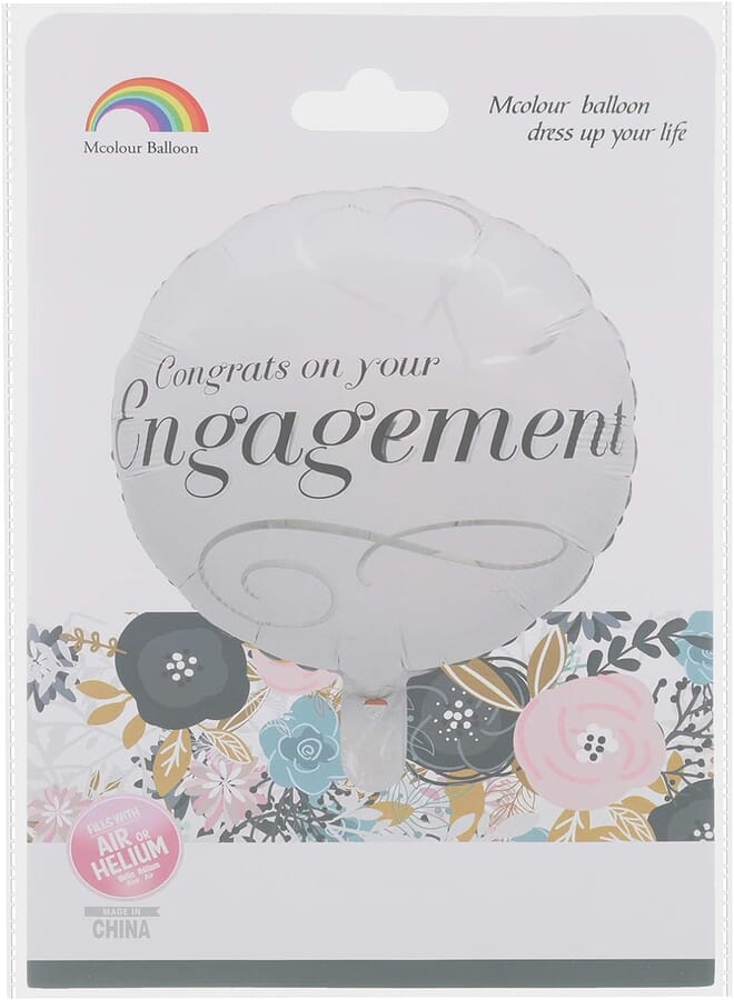 Mcolour Balloon Mcolour Balloon Congrats On Your Engagement Foil Balloon Black and White