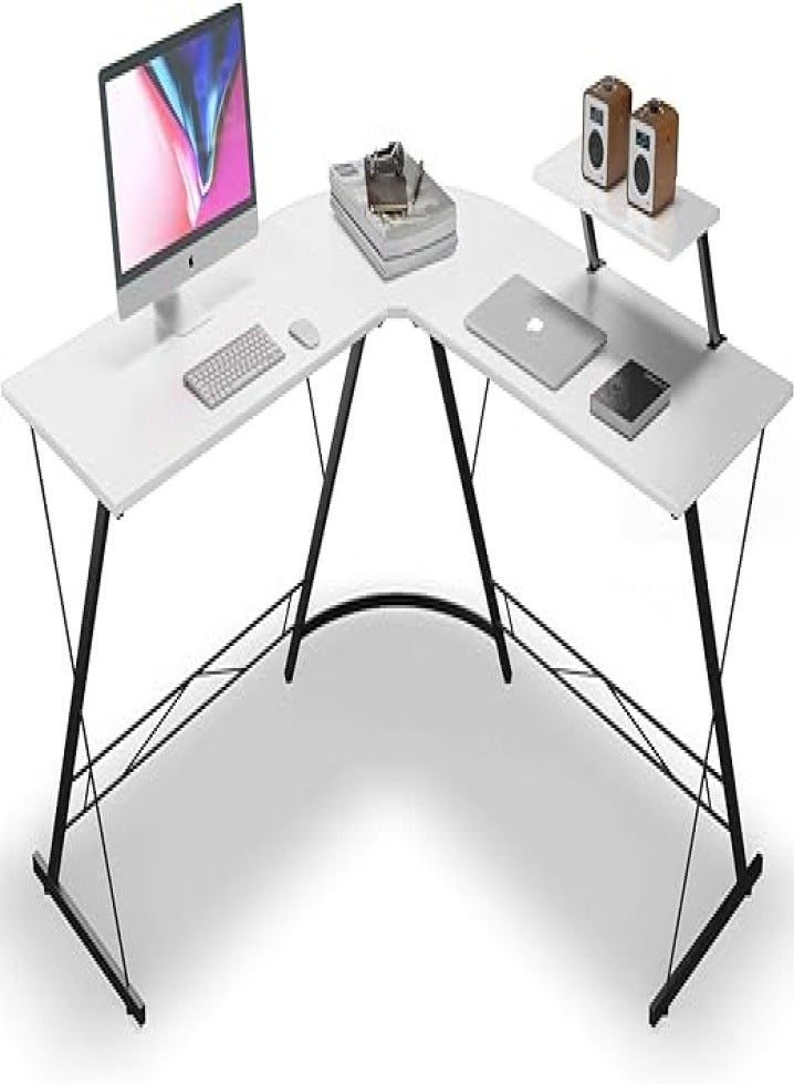 Generic L-Shaped Corner Gaming Table Custom Home Computer Desk with Large Monitor Stand for Time Saving and Easy Assembly (White)  - Image 1