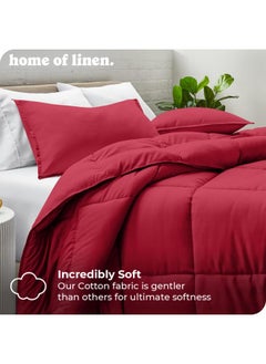 Home of linens Cotton - Plain - Heavy Comforter - 2.8Kgs - Down Alternative Filling - (For Matress 100cm/120cm) - Size (180cm x 240cm) - Burgundy  - Image 2