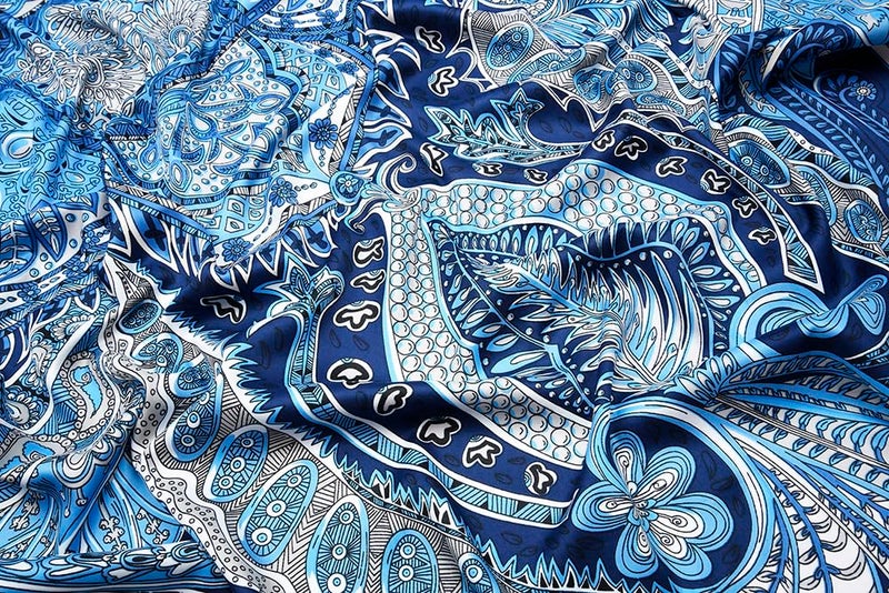 corciova XL 50x50 Large Square Navy Royal Blue White Silk Hair Spanish Scarf Satin Tops for Women Head Wraps Shawl Headscarf - Image 4