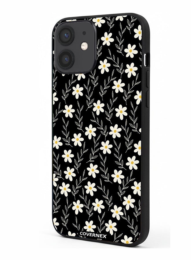 Covernex Apple iPhone 12 Mini Protective Case Cover Printed Featuring Midnight Garden Tiny Daisy Pattern - Image 1