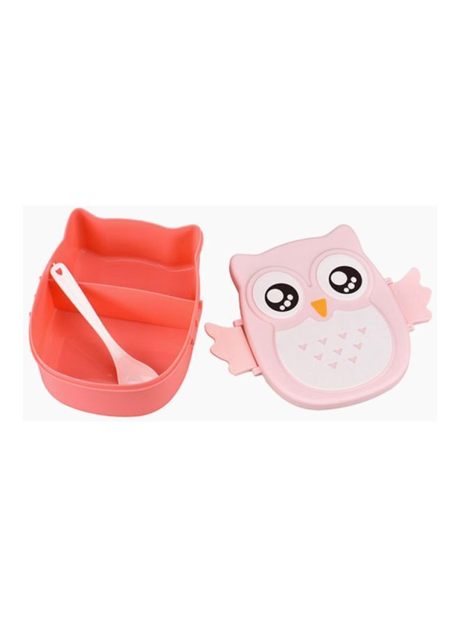 NIBEMINENT Owl Designed Food Container Lunch Box Pink/White/Black 16cm  - Image 2
