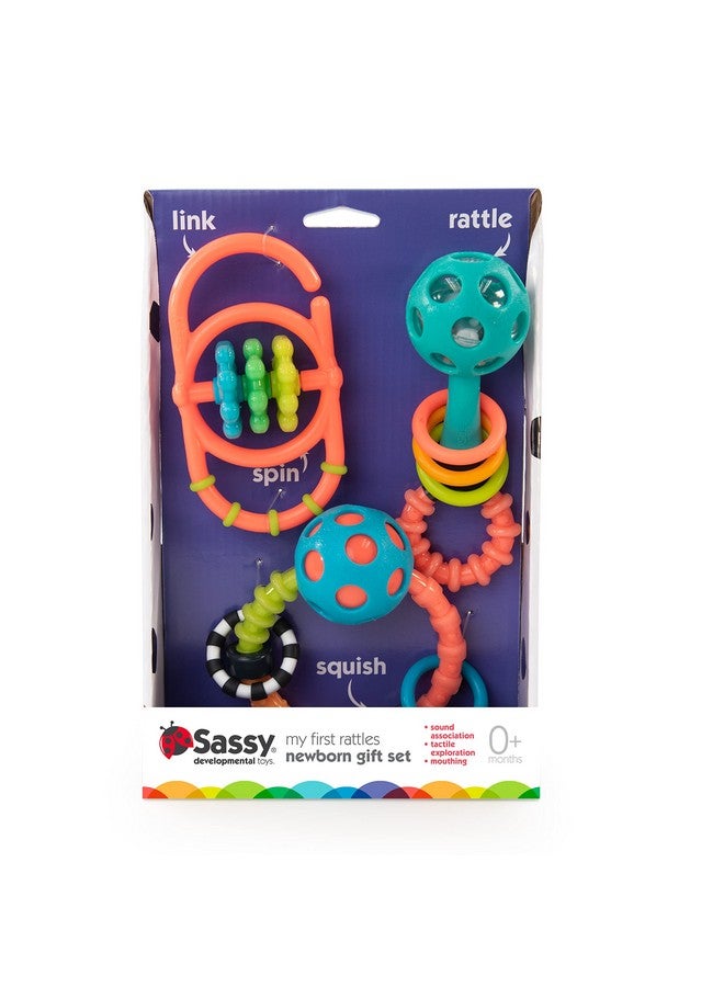 Sassy My First Rattles Newborn Gift Set with 3 Soft and Flexible Rattles, Ages 0+ Months - Image 4