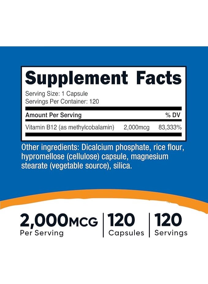 Nutricost, Vitamin B12, 2,000 mcg, 120 Capsules - Image 2
