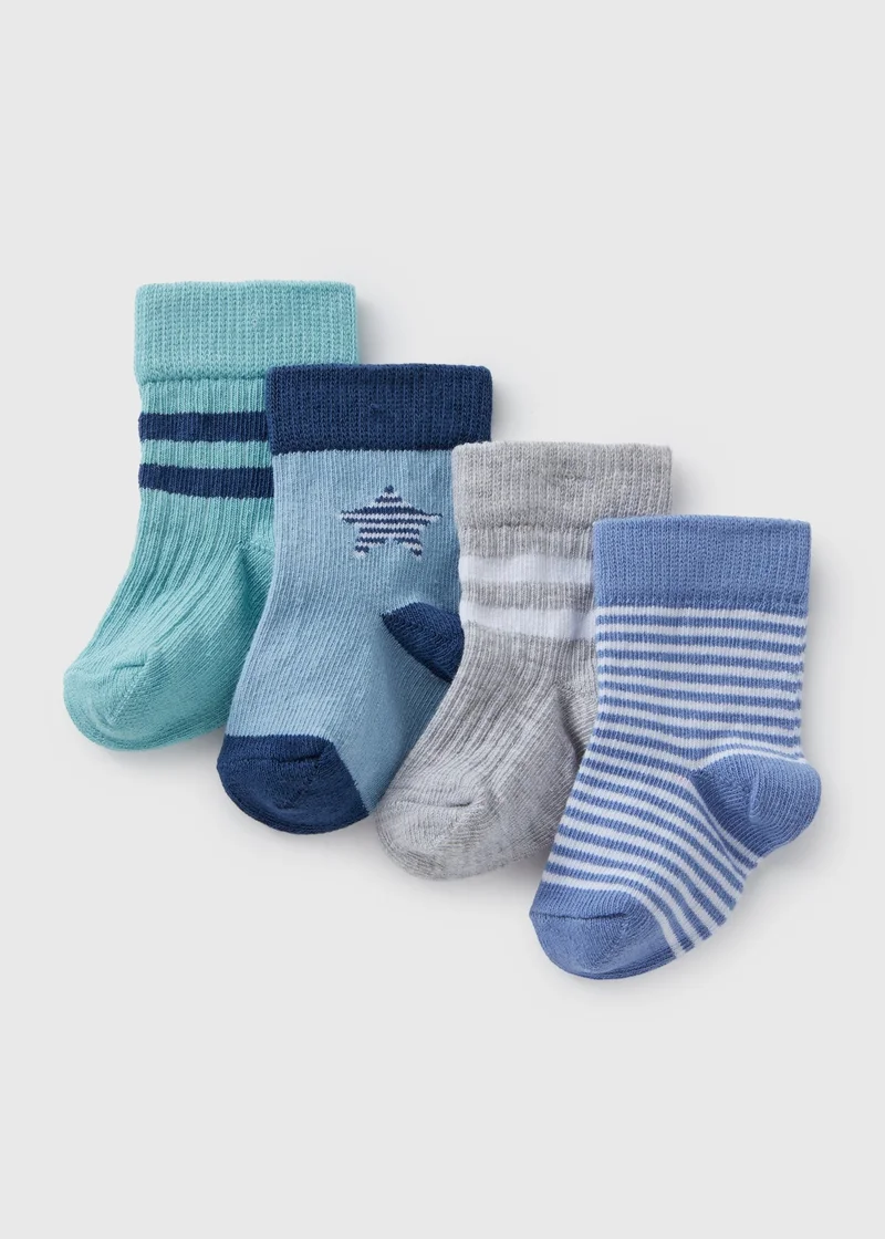 Matalan 4 Pack Baby Blue Sports Socks