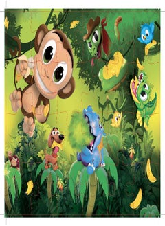 Goliath Banana Blast - Pull The Bananas Until The Monkey Jumps Game - Includes a Fun Colorful 24pc Puzzle by Goliath , Green  - Image 4