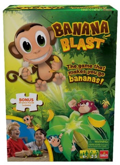 Goliath Banana Blast - Pull The Bananas Until The Monkey Jumps Game - Includes a Fun Colorful 24pc Puzzle by Goliath , Green  - Image 1