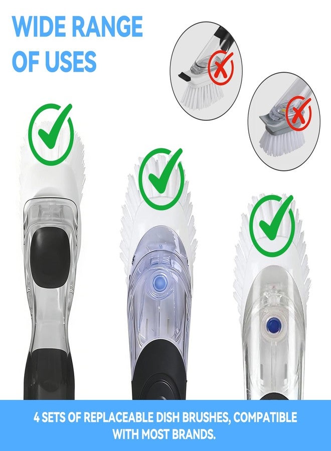 ELFIN Dish Brush Refills 4 Pack, White Replacement BrushHeads Compatible with OXO Dish Brush & OXO DishScrubber - Image 2