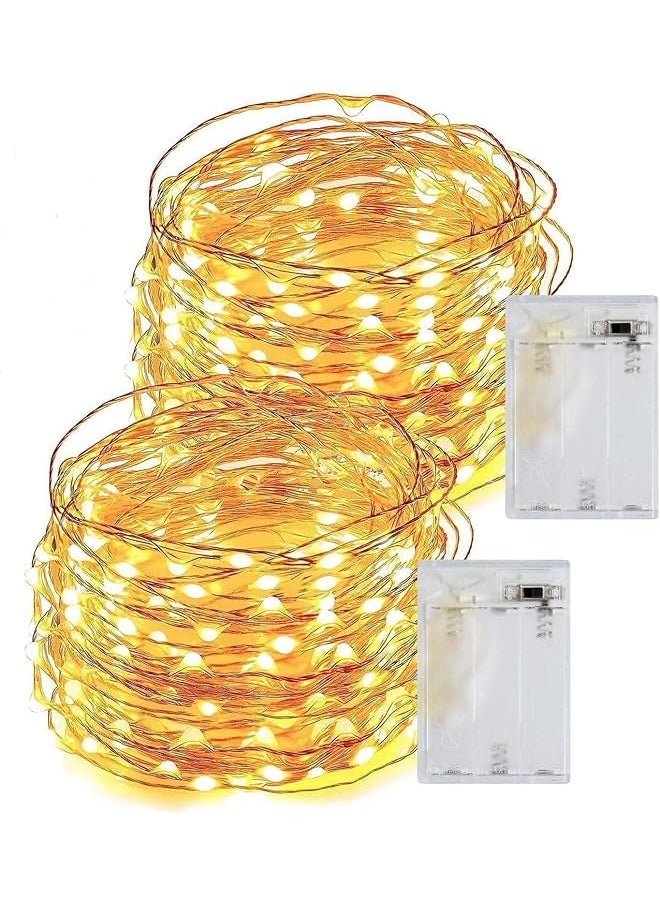 The Bros 12M/39ft Fairy Lights 2 Pack,120LED Battery Operated String Warm White Sliver Wire Fairy Lights for Kids Bedroom Indoor, Birthday, Wedding, Party, Tree, Wall Decoration  - Image 1