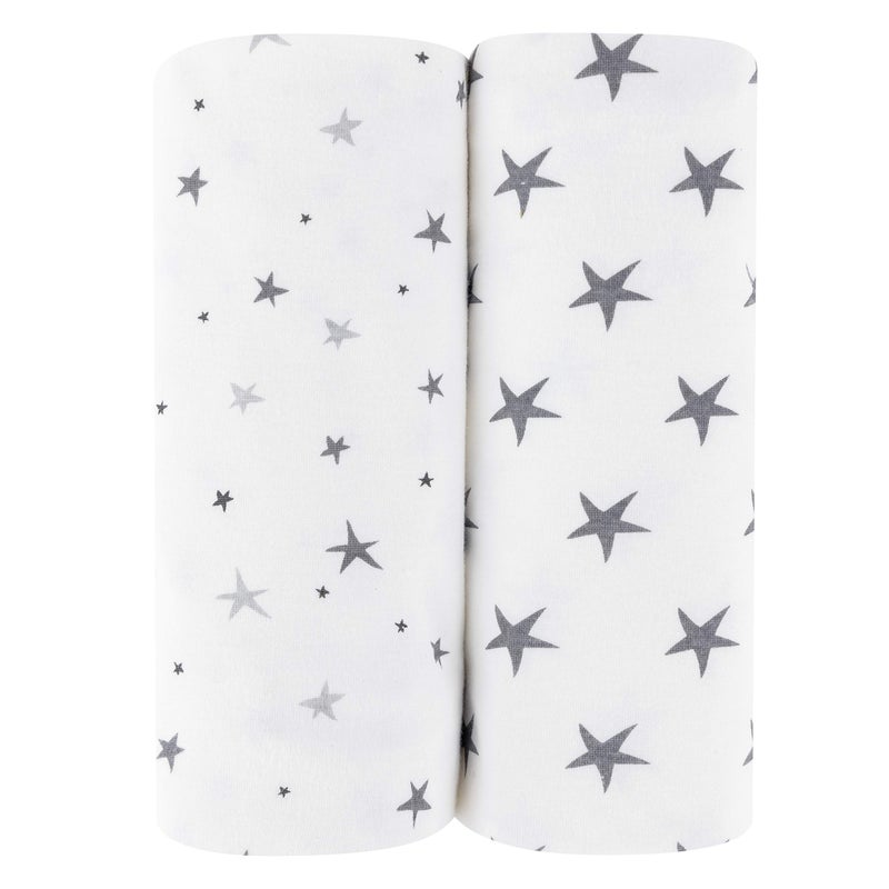 Ely's & Co. Elyâ€™s & Co. Patent Pending Waterproof Changing Pad Cover|Cradle Sheet 2-Pack Set for Baby Boy - 100% Cotton, Jersey Knit Cotton Sheets with Waterproof Lining â€” Grey Stars - Image 5