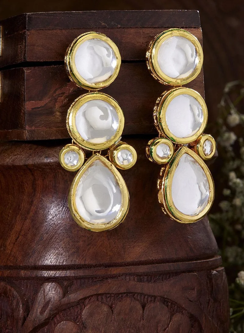 Priyaasi Kundan-Studded Contemporary Drop Earrings