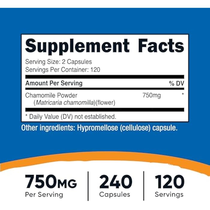 Nutricost Chamomile 750mg, 240 Vegetarian Capsules, 120 Servings - Non-GMO, Gluten Free - Image 2