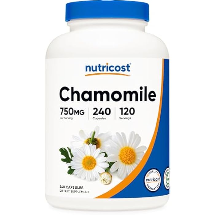 Nutricost Chamomile 750mg, 240 Vegetarian Capsules, 120 Servings - Non-GMO, Gluten Free - Image 1